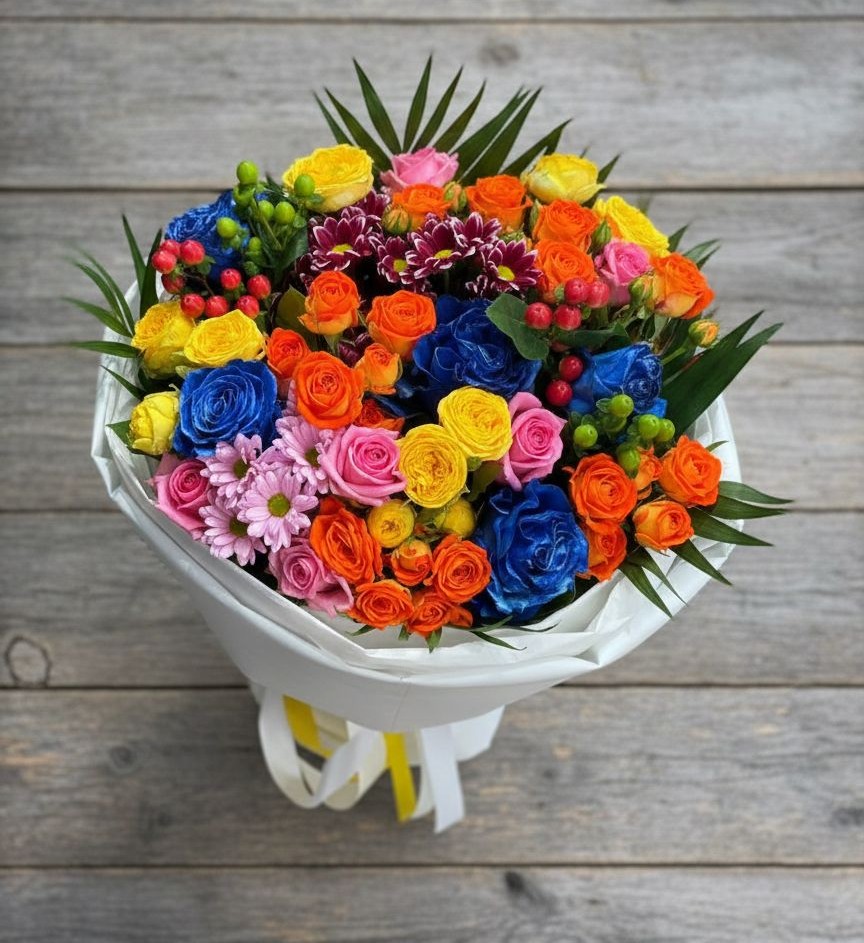 Букет цветов из: Розы и Хризантемы в Семеновке