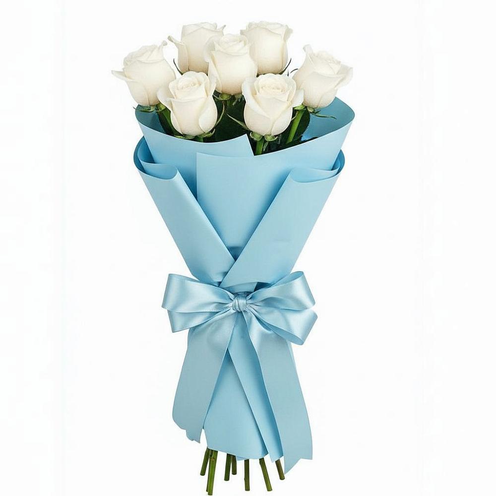 Букет 7 белых роз Проуд в Семеновке