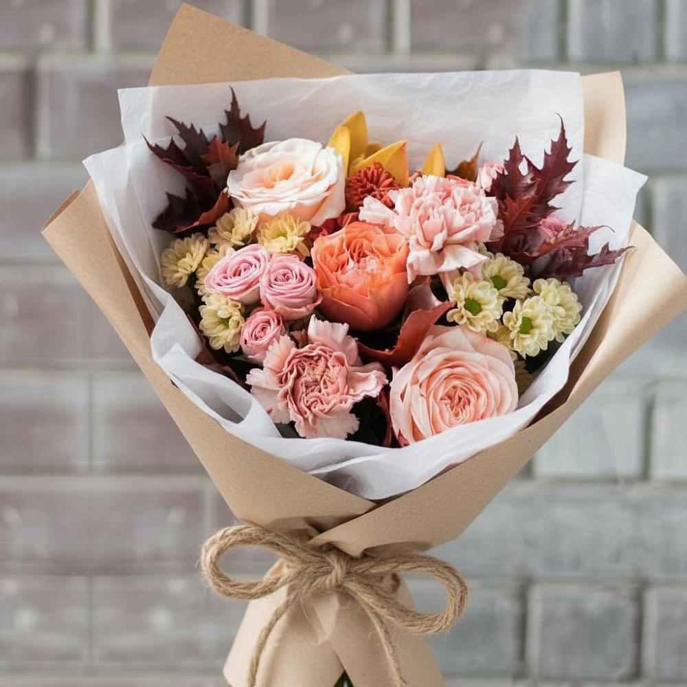 Букет цветов из: Гвоздики, Хризантемы и Розы в Семеновке