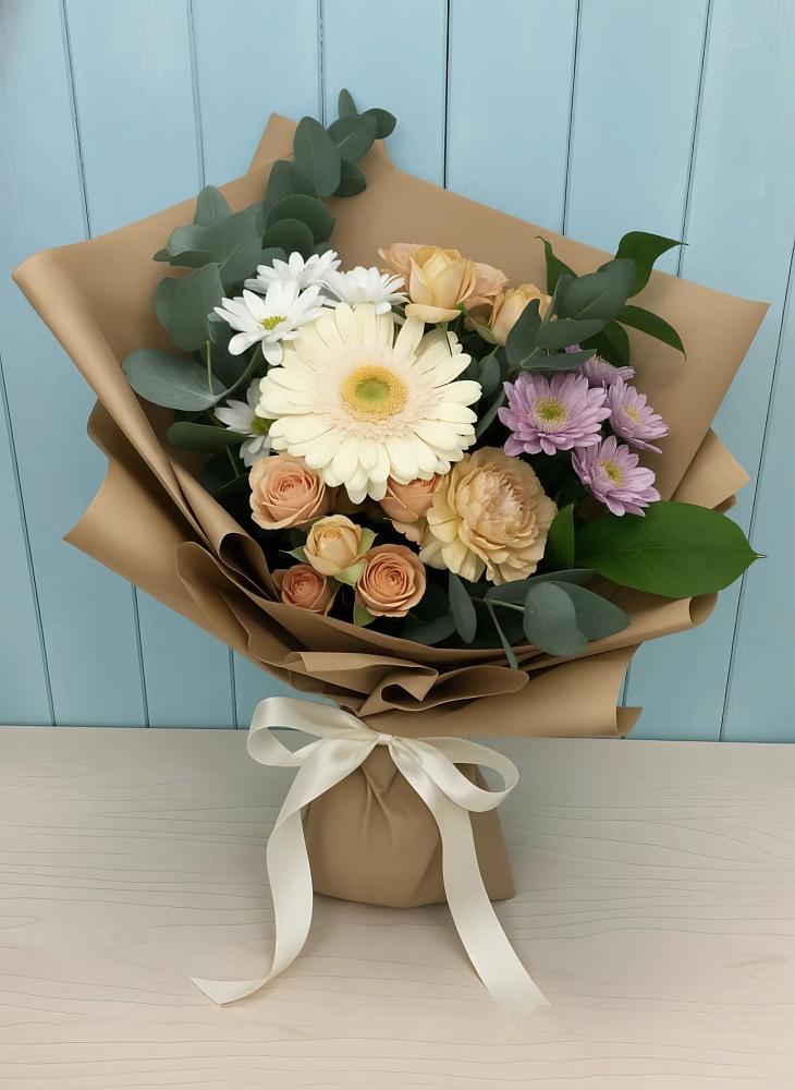 Букет цветов из: Герберы и Хризантемы в Семеновке