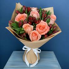 Букет цветов из:  Розы и Альстромерии в Семеновке