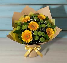 Букет цветов из:  Герберы и Хризантемы в Семеновке