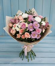 Букет цветов из:  Хризантемы, Розы и Альстромерии #REPLACE_PRED# Семеновке