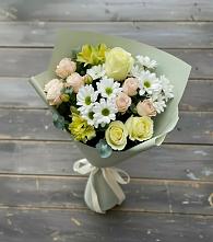 Букет цветов из:  Альстромерии, Розы и Хризантемы в Семеновке